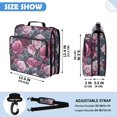 thumbnail image 3 of Zipper Binder with Shoulder Strap 2 inch 3 Ring Waterproof File Folder Organizer Bag 500 Sheet Roses in Pink and Gray Tones, 3 of 8