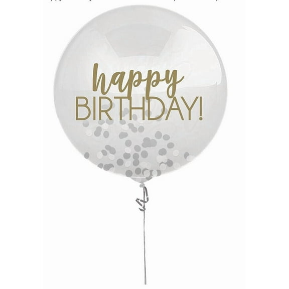 Silver & Gold Confetti 24" Birthday Balloon