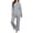 Gray, variant on Long Sleeve Pajamas for Women Long Sleeve Soft V Neck Shirt Solid Wide Leg Pants Breathable Casual Sleepwear Black XL