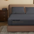 thumbnail image 2 of 100% Egyptian Cotton Fitted Sheet Twin XL Size, 600 Thread Count, Single Fitted Sheet Only,16" Deep Pocket Sheet, Soft & Elastic Sateen Weave Bottom Sheet for Home (Dark Grey-Stripe, Twin XL), 2 of 8