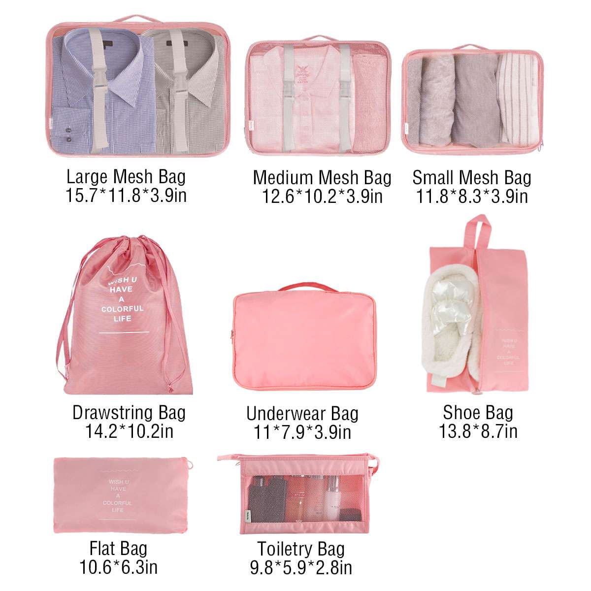 Gustave Luggage Packing Cubes for Travel, 8 Pcs Lightweight Suitcase Organizer Bags Set Foldable Packing Organizers Storage Bag for Carry on Luggage "Black"