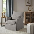 thumbnail image 2 of Martha Stewart London Farmhouse Fabric Upholstered Skirted Swivel Chair in Gray, 2 of 8