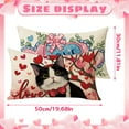 thumbnail image 4 of SugarBloom Valentine's Day Linen Print Pillowcase, Decorative Sofa Cushion Cover for Home Decor, 12x20 inches,A, 4 of 6