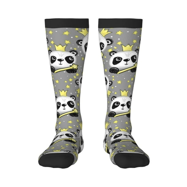 Balery Panda With Crown And Stars Calcetines novedosos Calcetines deportivos Calcetines hasta la rodilla Calcetines de algodón Calcetines originales y geniales