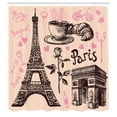 thumbnail image 3 of Ambesonne Eiffel Tower Shower Curtain, Bakery in Paris Eiffel, 69"Wx84"L, Pink Dark Brown, 3 of 5
