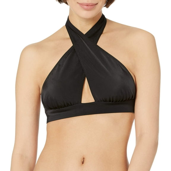 KAMALIKULTURE Women's Cross Halter Top, Black, X-Small