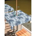 thumbnail image 2 of Outdoor Tablecloth with Umbrella Hole for Patio/Picnic/Party/Camping, Tropical Palm Trees Waterproof Table Cloth Square Cover Washable, Summer Coastal Navy Blue Vintage (54"x 54"), 2 of 9