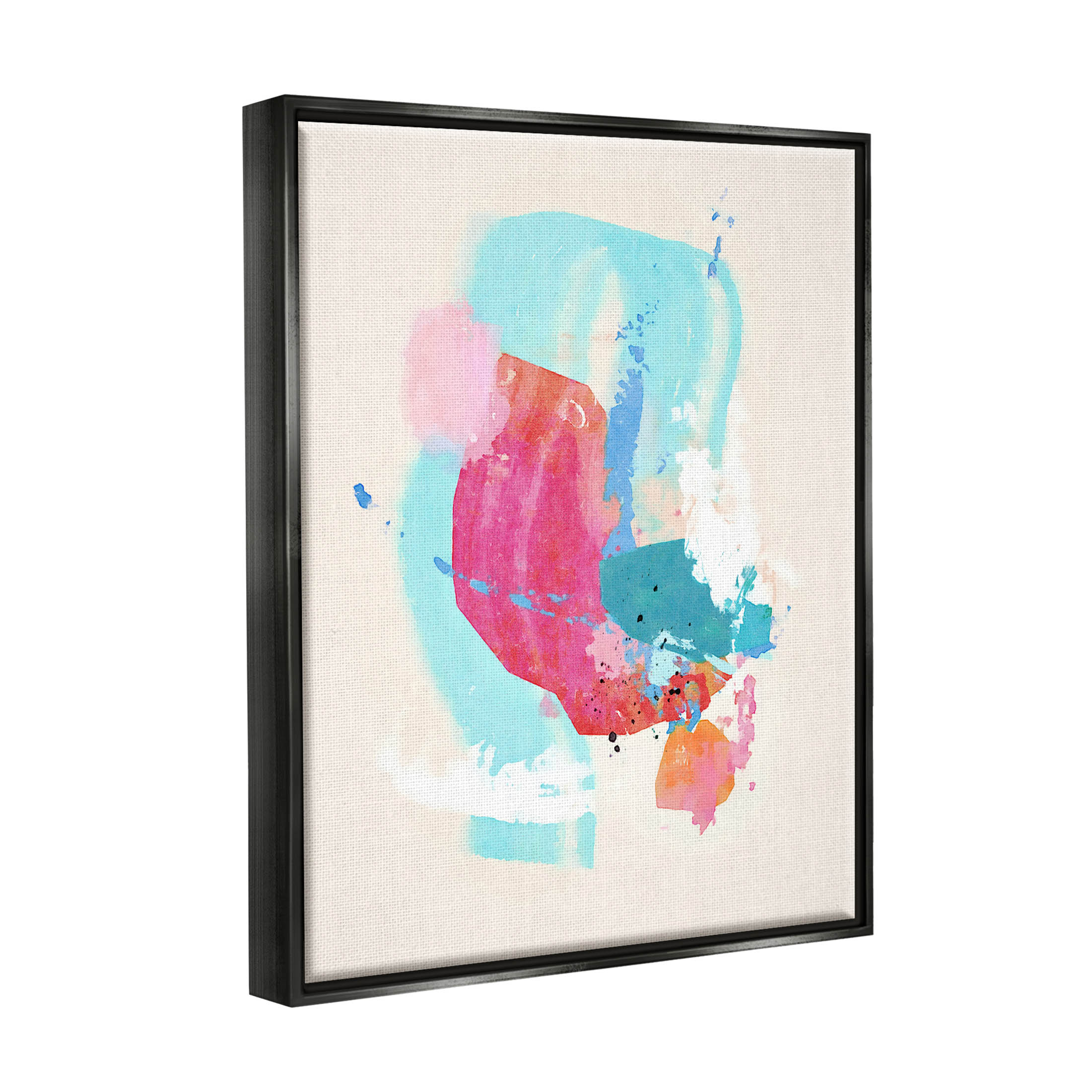 Fun Pink Abstract Strokes Abstract Graphic Art Jet Black Framed Art Print Wall Art