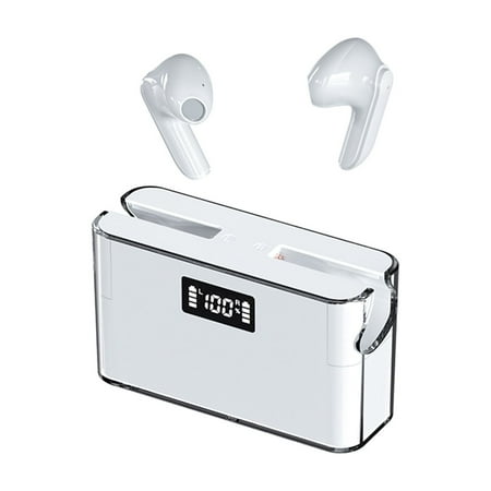 RBCKVXZ Wireless Bluetooth Earphones with Mobile Power Supply Semi In Ear Sports Digital Display Earphones Birthday Gifts White