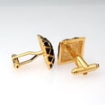 thumbnail image 3 of 2 Piezas Botones Gemelos de Camiseta Cuadrícula de para Hombre Boda Color Negro Oro Hugo Gemelos de hombre, 3 of 3
