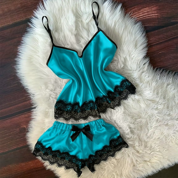 BONIXOOM Christmas Pajamas For Family Womens Pajamas Sleepwear Belt Sleeveless Solid Sleepwear Sets Green M