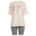 thumbnail image 3 of Secret Treasures Women’s Kind T-Shirt and Bike Shorts Set, 2-Piece, 3 of 5