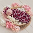 Balery Rose Leopard Print Printed Newborn Receiving Blanket Bow
