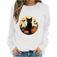 thumbnail image 6 of Dazajoo Black Cat Halloween T Shirt for Women Long Sleeve Festival Funny Tops Lightweight Crew Neck Graphic Tees,White,XXL, 6 of 7