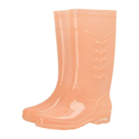 Hoshose Women's High Rain Boots Waterproof Garden Shoes Anti-Slipping Galoshes Fashion Wear-resistant Adult Transparent