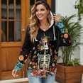 thumbnail image 3 of DISNIMO Skull Floral Printed Sweatshirts for Women Long Sleeve Hoodies Waffle Pullover Tops Trendy Shirts for Women, XL, 3 of 7
