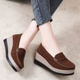 thumbnail image 4 of Women's Suede Wedge Loafers Slip-On Comfortable Penny Loafers Thick Soft Platform Shoes Business Work Walking, 4 of 7