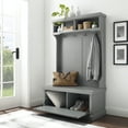 thumbnail image 4 of Crosley Furniture Seaside Coastal Wood Hall Tree in Distressed Gray and Chrome, 4 of 14
