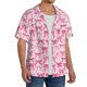 thumbnail image 2 of Balery Pink bows Camisa Casual de Manga Corta con Botones para Hombre, Texturizada, Estilo Cubano, para Playa, Verano-Large, 2 of 5