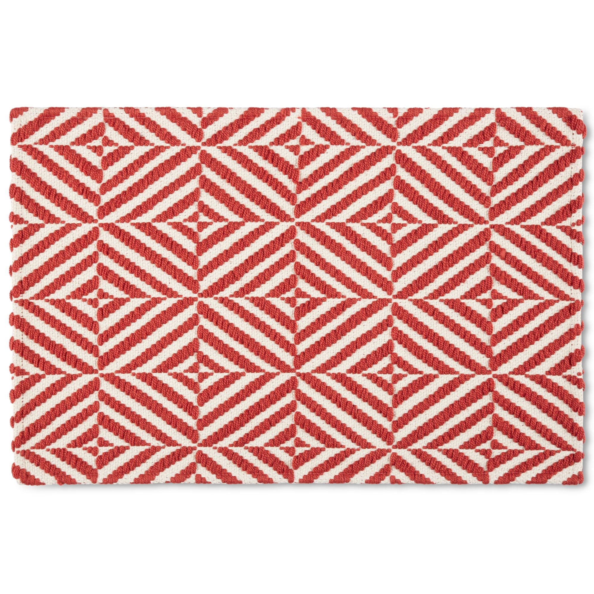 Mainstays Montana Woven Fabric Mat, 18"x27", Red, Available in Multiple Colors