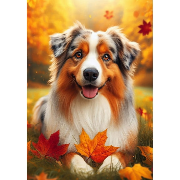 Australian Shepherd - Best of Breed DCR Falling Leaves Garden Flag 12" x 17"