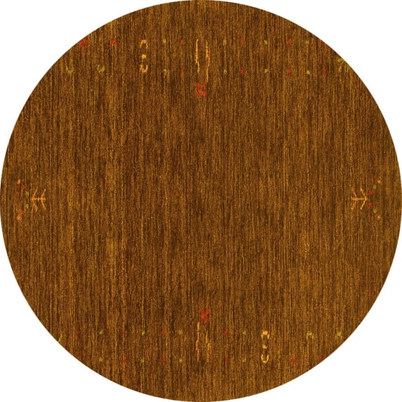 Ahgly Company Indoor Round Abstract Yellow Contemporary Area Rugs, 8' Round