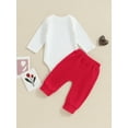 thumbnail image 5 of FEORJGP Infant Baby Boy Valentine's Day Outfit Newborn Long Sleeve Rompers Letter Heart Print Jumpsuit Crew Neck Bodysuit and Elastic Pants Set Kids Boys Loose Casual 2 Piece Clothes Fall Spring, 5 of 9