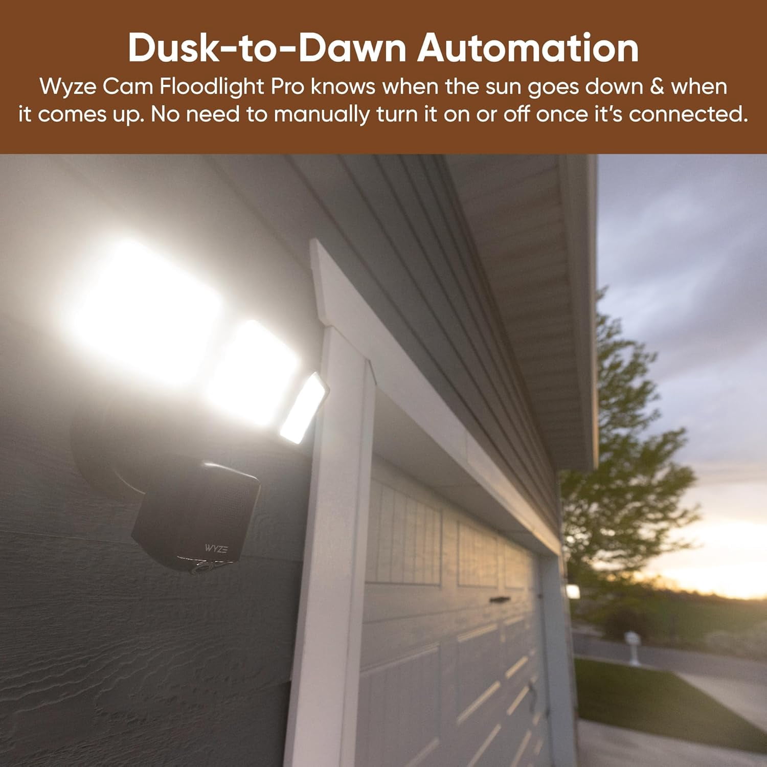 Restored WYZE Floodlight Camera Pro, 3000-Lumen LEDs, 180° Wide View, 2K HD Outdoor Security Camera, Motion Detection, 105dB Siren, Cloud & Local Storage, Color Night Vision, Wired (Refurbished)