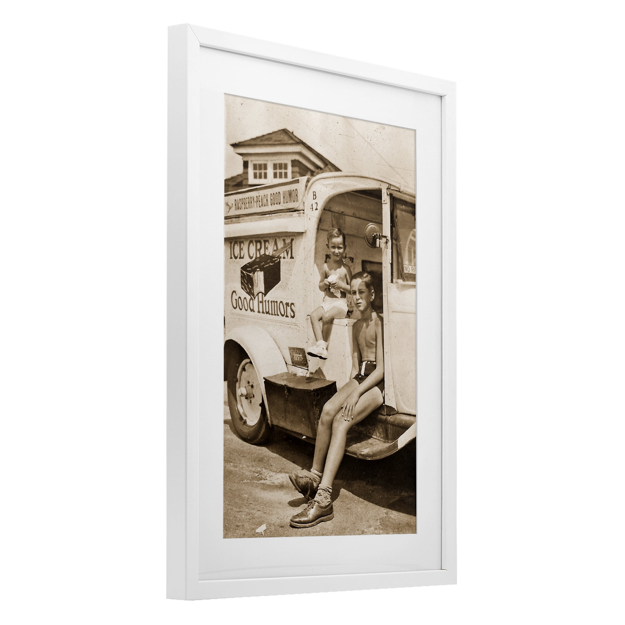 Stupell Industries Vintage Ice Cream Truck White Framed Print Under Glass, design by Grotto Studios