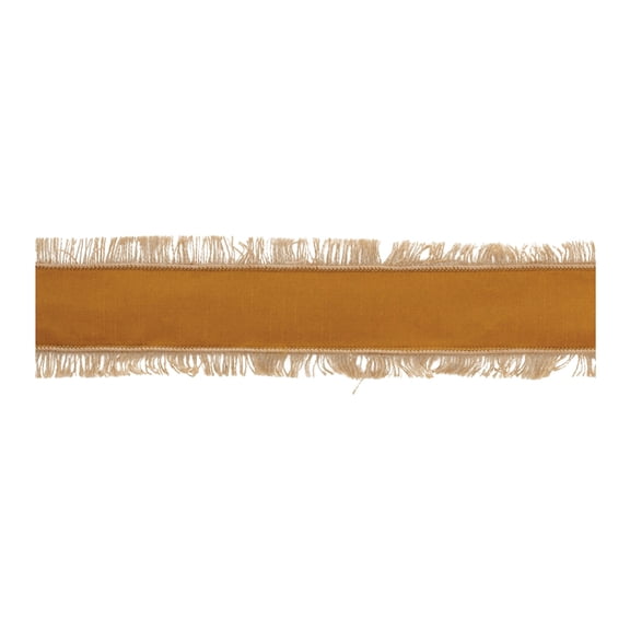 Melrose Fringed Wired Craft Ribbon - 2.5" x 10 Yards - Orange and Beige