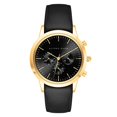 thumbnail image 1 of Alfred Sung Men's Chronograph Gold Black Dial Leather Watch, 1 of 2