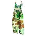 thumbnail image 3 of lcziwo Wide Leg Jumpsuits for Women Loose Fit Cotton Linen Holiday Rompers Casual Sleeveless Straps Overalls St. Patrick's Day Shamrock Print One Piece Pants Green XL, 3 of 6