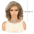 thumbnail image 2 of Unique Bargains Lace Front Wigs for Women 14" Blonde Brown Medium Long Natural Curly with Wig Cap, 2 of 7