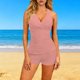 thumbnail image 4 of Conjunto de Bikini de Cintura Alta para las Mujeres de Corte Alto Correa sin Espalda Color Bloque Fuera Del Hombro Traje de Baño, 4 of 7