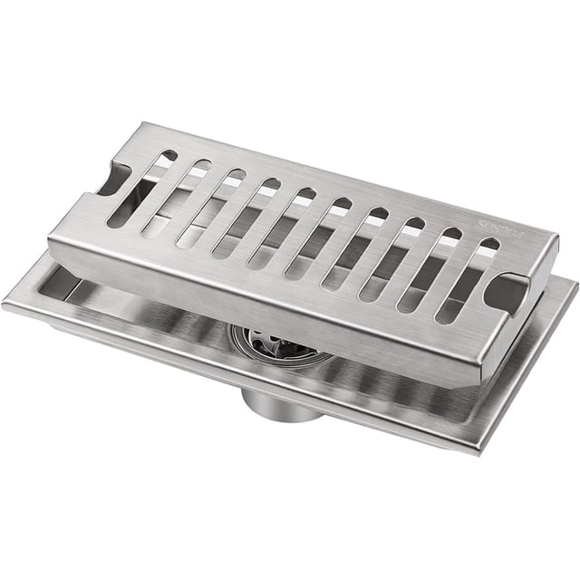 Rejilla de malla desmontable para desagüe de piso, diseño rectangular de acero inoxidable para drenaje de alto flujo en cocinas y baños