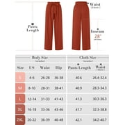 Chiclily Womens Wide Leg Pants with Pockets Lightweight High Waisted Adjustable Tie Knot Loose Trousers Flowy Summer Beach Lounge Pants, US Size Large in Black