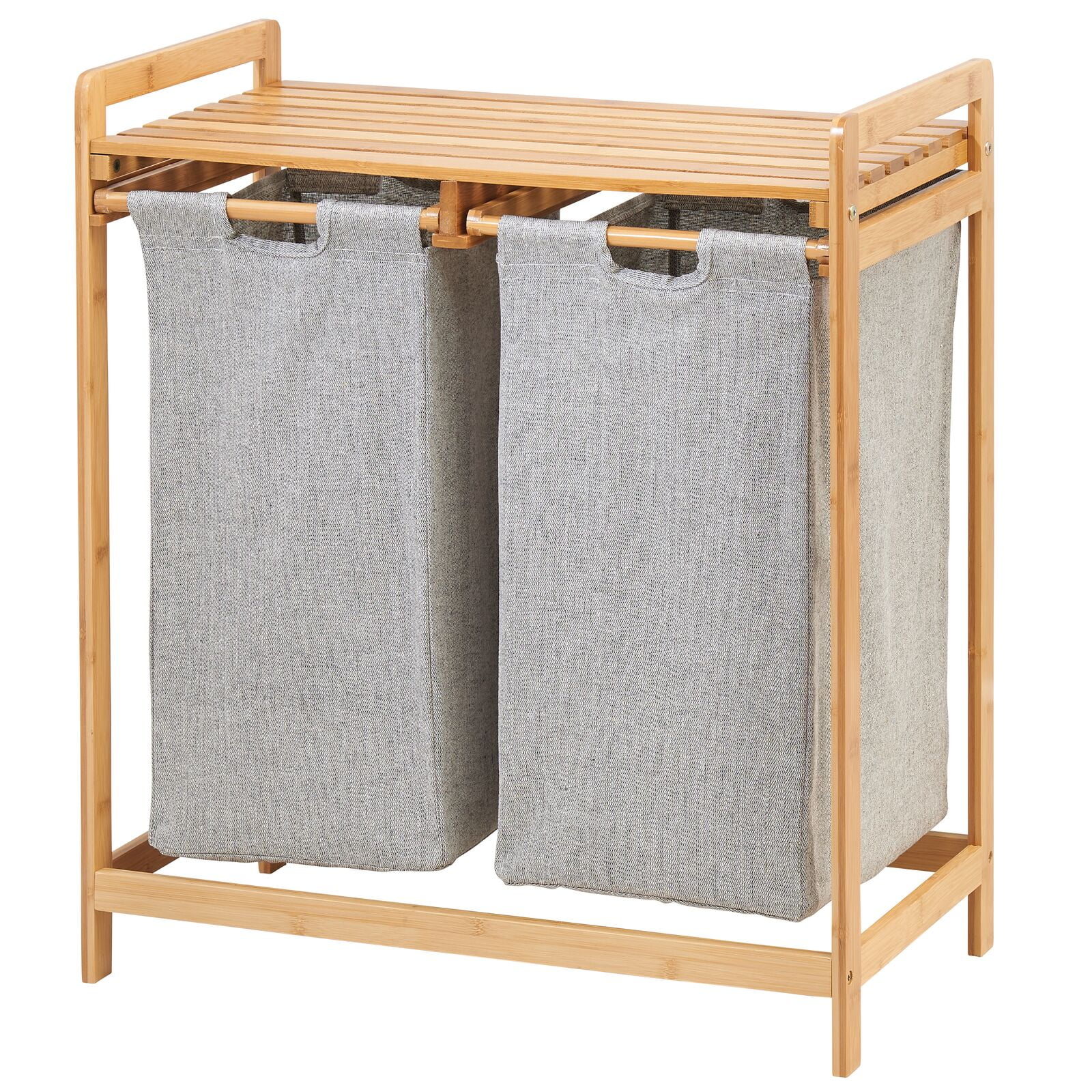 ToiletTree Products Bamboo Laundry Hamper with Dual Compartments Two-Section L 