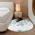 thumbnail image 2 of Round Area Rugs Collection 4 Ft, Teal Blue Leaves Non-Slip Residential Carpet, Summer Botanical Indoor Crawling Mats Runner Rugs for Living Room/Dining Room/Bedroom, 2 of 8