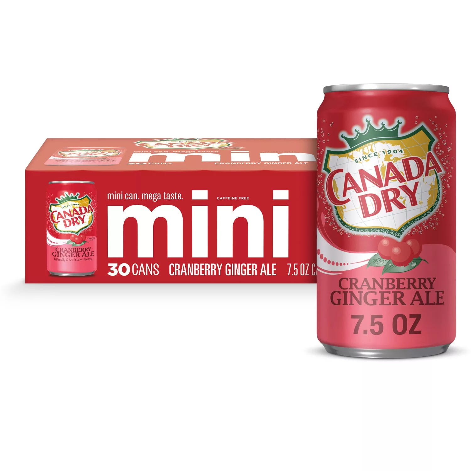 Canada Dry Cranberry Ginger Ale Soda Mini Cans, 7.5 Fluid Ounce (Pack