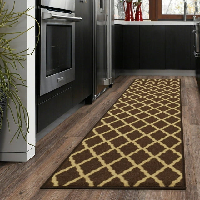 Ottomanson Ottohome Collection Non-Slip Rubberback Elegant Trellis Design Indoor Area Runner Rug