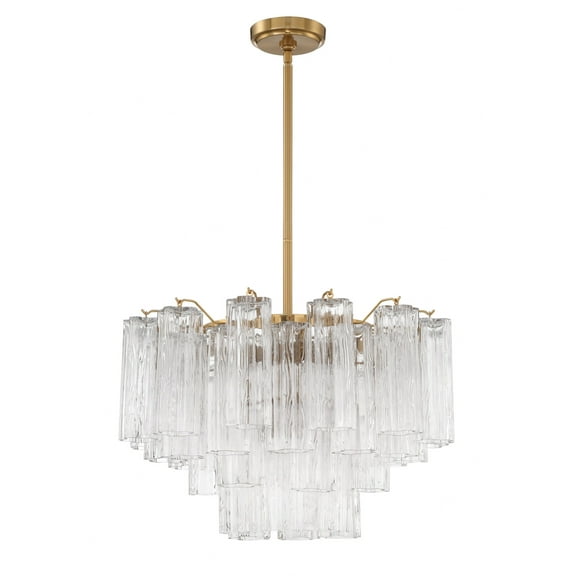 ADD-308-AG-CL Crystorama Lighting Addis - 9 Light Chandelier-14.25 Inches Tall and 22 Inches Wide-Aged Brass Finish-Clear Glass Color