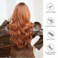 thumbnail image 7 of Jademall 26 Inch Long Body Wave Wig with Bangs, Synthetic Dirty Orange Curly Hair, Fluffy Full Head Wig for Daily, Party & Dance Use, 7 of 7