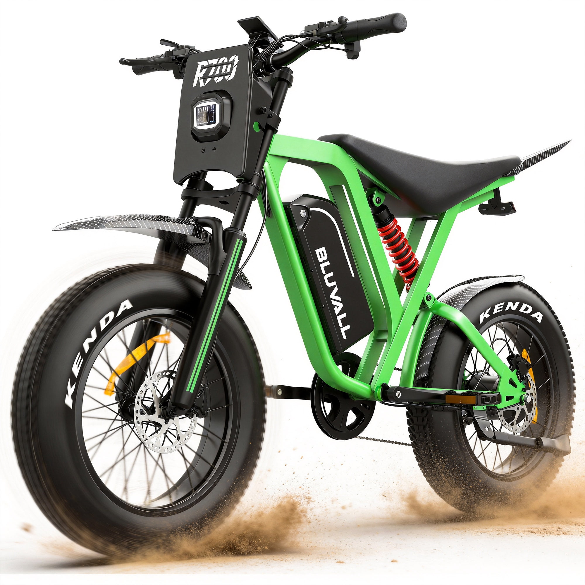 Bluvall 1300Wh Dual Hydraulic Brake Ebike for Adults -2500W Peak 52V Electric Bike 35 MPH,Up to 80 Miles,20" Fat Tire Full Suspension Electric Bicycle for Snow Off-Road Mountain E-Bike