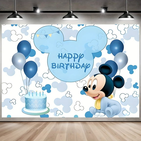 Mickey and Minnie cartoon theme birthday flag Background flag Children's party decoration items Photography photo props 150*100CM