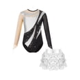 thumbnail image 3 of iiniim Kids Girls Long Sleeve Sparkle Leotards with Sequin Skirt Set Ballet Dance Latin Outfits Dancewear Silver 16, 3 of 7