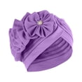 thumbnail image 2 of EGNMCR Head Scarf Women African Turban Flower Knot Pre-Tied Bonnet Beanie Cap Headwrap Women Solid Floral India Muslim Ruffle Chemo Hat Headwear Head Wraps Turbans Beanie Cap Headwraps, 2 of 5