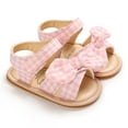 thumbnail image 5 of Baby Girls Sandal Summer Toddler Slipper Shoes 0-24 months Baby Girls Sandals Plaid Cute Summer Flat Princess Shoes Infant First Walkers Pink 0-6 Months, 5 of 7