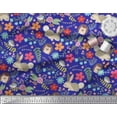 thumbnail image 3 of Soimoi Polyester Crepe Fabric Floral,Rabbit & Porcupine Cartoon Print Fabric by The Yard 52 Inch Wide, 3 of 4
