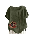 thumbnail image 1 of Vestidos Casuales Para Mujer, Blusas De Mujer De Moda Blusa informal de lino con botones y manga corta estampada para mujer, 1 of 4