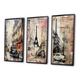 thumbnail image 3 of Designart "Vintage Collage Paris Chronicles VII" City Paris Framed Wall Art Set Of 3 - Black Paris Frame Gallery Set For Office Decor, 3 of 6